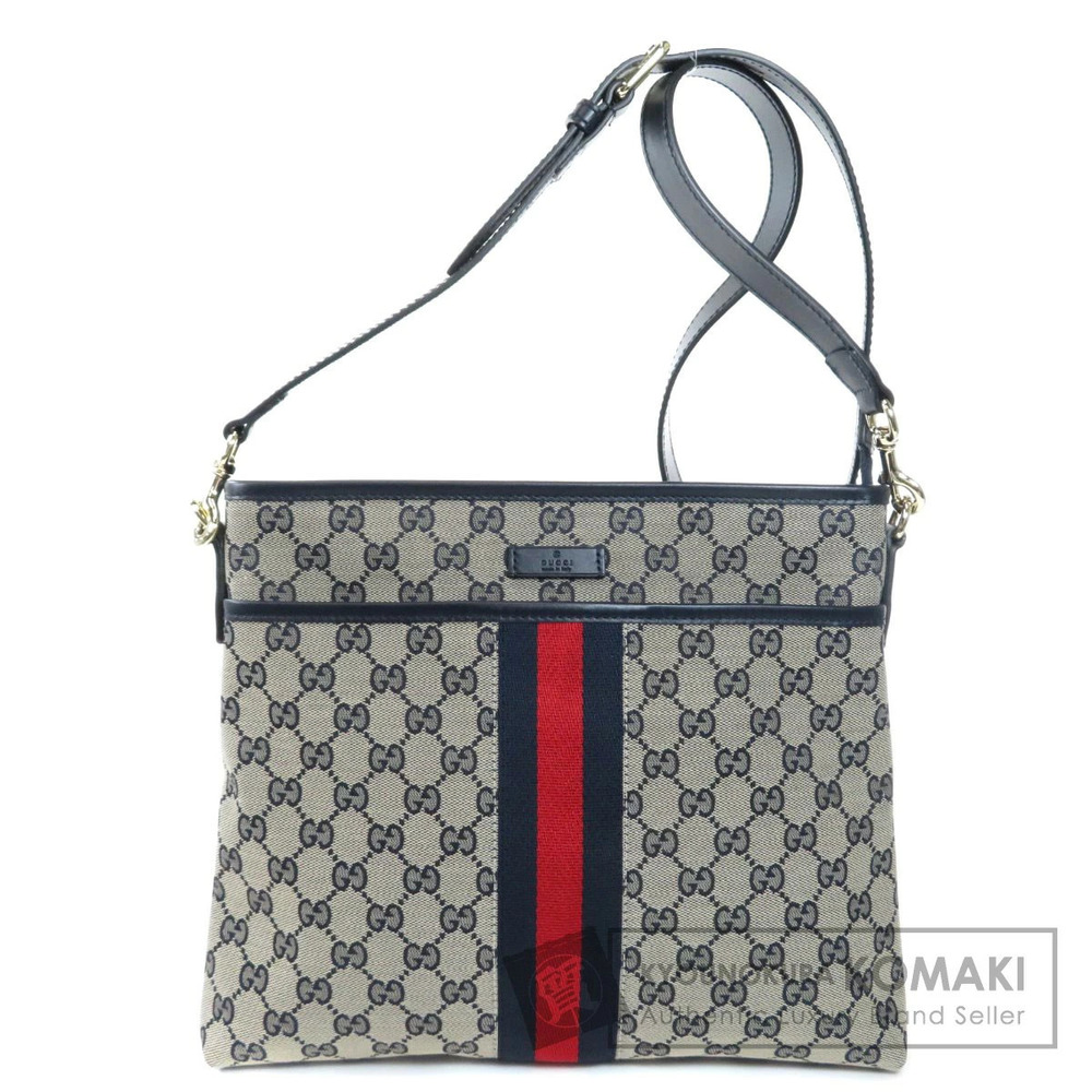 Gucci GG Supreme Monogram Web Flat Messenger Bag navy Blue